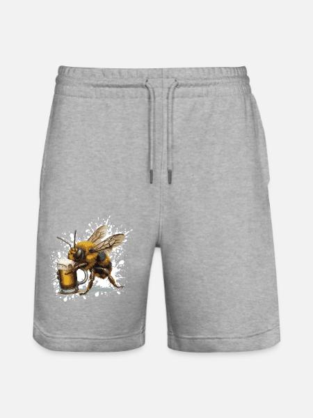 Bee Beer Funny - Stanley/Stella Trainer Unisex Organic Jogging Shorts - heather grey