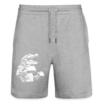 Alligator Boxen Kämpfer MMA - Stanley/Stella Unisex Bio Joggingshorts Trainer  - Grau meliert - Vorne - Nik (191cm) & Marisol (170cm)