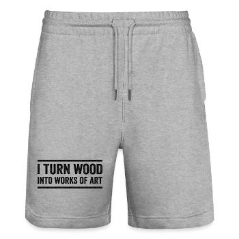 I Turn Wood Into Works Of Art - Short de jogging bio TRAINER Stanley/Stella unisexe - gris chiné - Devant - Nik (191cm) & Marisol (170cm)