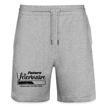 Future Vétérinaire - Short de jogging bio TRAINER Stanley/Stella unisexe - gris chiné - Devant - Nik (191cm) & Marisol (170cm)