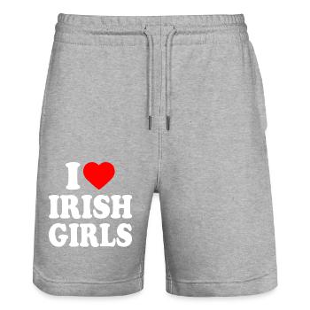 I love irish girls - Short de jogging bio TRAINER Stanley/Stella unisexe - gris chiné - Devant - Nik (191cm) & Marisol (170cm)