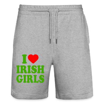 I love irish girls - Short de jogging bio TRAINER Stanley/Stella unisexe - gris chiné - Devant - Nik (191cm) & Marisol (170cm)