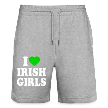 I love irish girls - Stanley/Stella Trainer Unisex Organic Jogging Shorts - heather grey - Front - Nik (191cm) & Marisol (170cm)