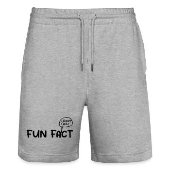 Fun Fact: I Don't Care | Funny Saying Sarcastic - Stanley/Stella Trainer Unisex Organic Jogging Shorts - heather grey - Front - Nik (191cm) & Marisol (170cm)