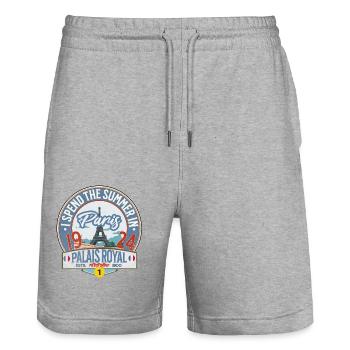 Palais Royal Paris Subway 1 station - Stanley/Stella Trainer Unisex Organic Jogging Shorts - heather grey - Front - Nik (191cm) & Marisol (170cm)