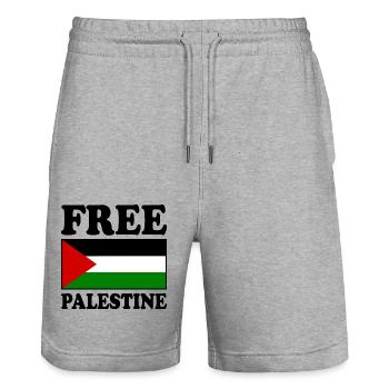 Free palestine - Stanley/Stella Unisex Bio Joggingshorts Trainer  - Grau meliert - Vorne - Nik (191cm) & Marisol (170cm)