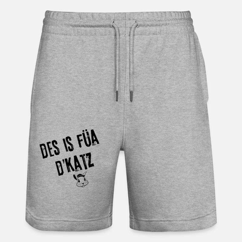 FuaDieKatz_UnterhaltendBayrisch | Redewendung - Stanley/Stella Unisex Bio Joggingshorts Trainer  - Grau meliert