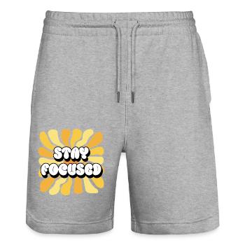 Stay Focused Positive Affirmationen Sonnenblume - Stanley/Stella Unisex Bio Joggingshorts Trainer  - Grau meliert - Vorne - Nik (191cm) & Marisol (170cm)