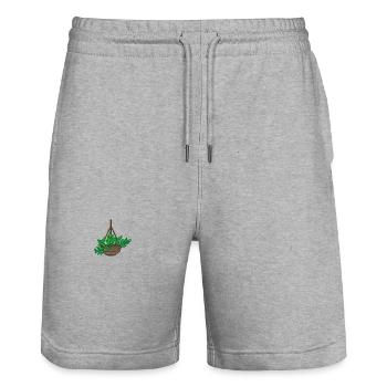 Indoor plant - Stanley/Stella Trainer Unisex Organic Jogging Shorts - heather grey - Front - Nik (191cm) & Marisol (170cm)