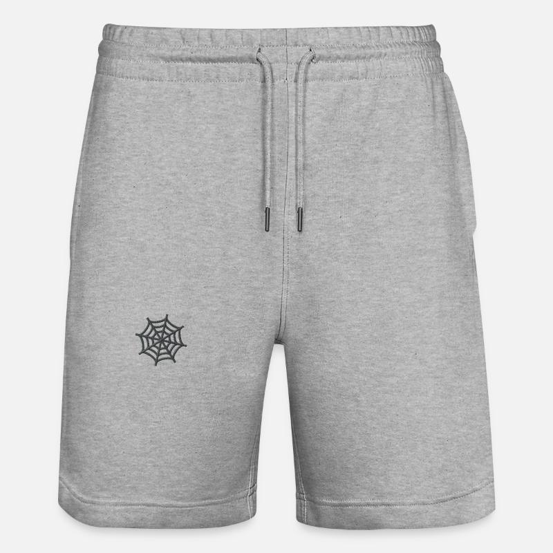 Toile d’araignée brodée - Short de jogging bio TRAINER Stanley/Stella unisexe - gris chiné