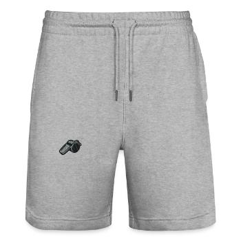 Embroidered Pipe - Stanley/Stella Trainer Unisex Organic Jogging Shorts - heather grey - Front - Nik (191cm) & Marisol (170cm)