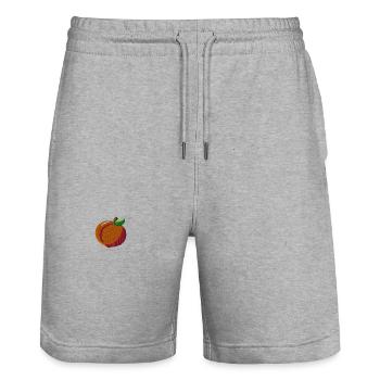 Pfirsich bestickt - Stanley/Stella Unisex Bio Joggingshorts Trainer  - Grau meliert - Vorne - Nik (191cm) & Marisol (170cm)