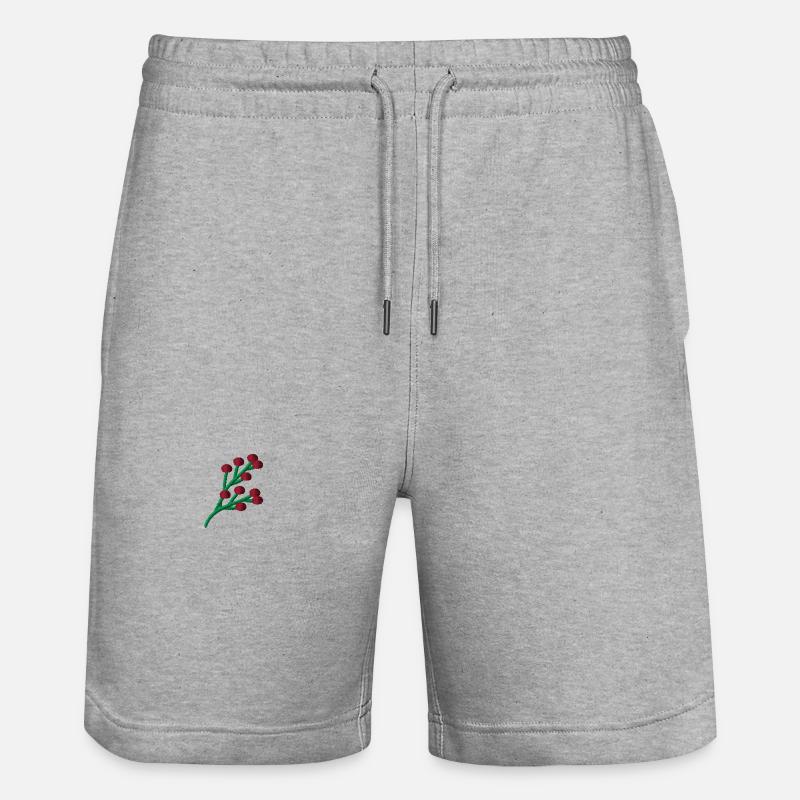 Cerisier cornaline brodé - Short de jogging bio TRAINER Stanley/Stella unisexe - gris chiné