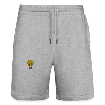 Ampoule brodée - Short de jogging bio TRAINER Stanley/Stella unisexe - gris chiné - Devant - Nik (191cm) & Marisol (170cm)