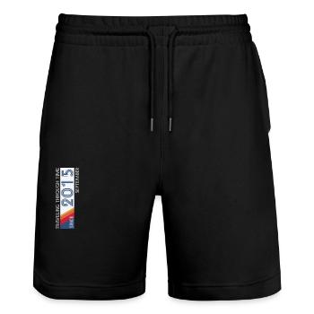 Funny Time Travel Birthday Design September 2015 - Stanley/Stella Trainer Unisex Organic Jogging Shorts - black - Front - Nik (191cm) & Marisol (170cm)