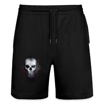 Totenkopf Schädel Tod Gotik Paint Splatter Art - Stanley/Stella Unisex Bio Joggingshorts Trainer  - Schwarz - Vorne - Nik (191cm) & Marisol (170cm)