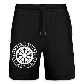 Vegvisir Nordic – Weißes Schutzsymbol - Stanley/Stella Unisex Bio Joggingshorts Trainer  - Schwarz - Vorne - Nik (191cm) & Marisol (170cm)