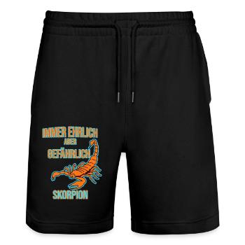 Skorpion Sternzeichen - Stanley/Stella Unisex Bio Joggingshorts Trainer  - Schwarz - Vorne - Nik (191cm) & Marisol (170cm)