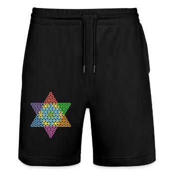 Sacred Star - Star of Life 04/3D/Cf. - Stanley/Stella Trainer Unisex Organic Jogging Shorts - black - Front - Nik (191cm) & Marisol (170cm)