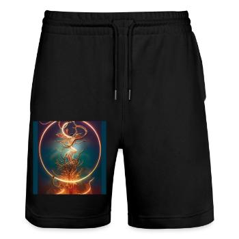 WTF ist es?! - Stanley/Stella Unisex Bio Joggingshorts Trainer  - Schwarz - Vorne - Nik (191cm) & Marisol (170cm)