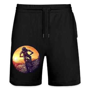 mtb mountain bike downhill sunset - Stanley/Stella Unisex Bio Joggingshorts Trainer  - Schwarz - Vorne - Nik (191cm) & Marisol (170cm)