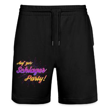 Auf zur Schlagerparty - Stanley/Stella Unisex Bio Joggingshorts Trainer  - Schwarz - Vorne - Nik (191cm) & Marisol (170cm)