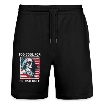 TOO COOL FOR BRITISH RULE | GEORGE Washington - Stanley/Stella Trainer Unisex Organic Jogging Shorts - black - Front - Nik (191cm) & Marisol (170cm)