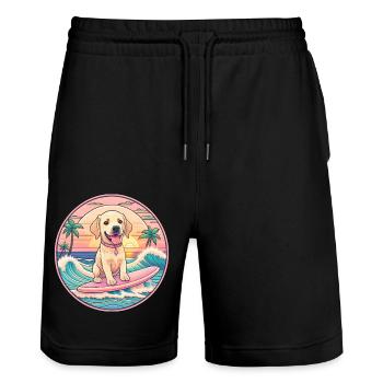 Labrador Retriever Surfer - Stanley/Stella Trainer Unisex Organic Jogging Shorts - black - Front - Nik (191cm) & Marisol (170cm)