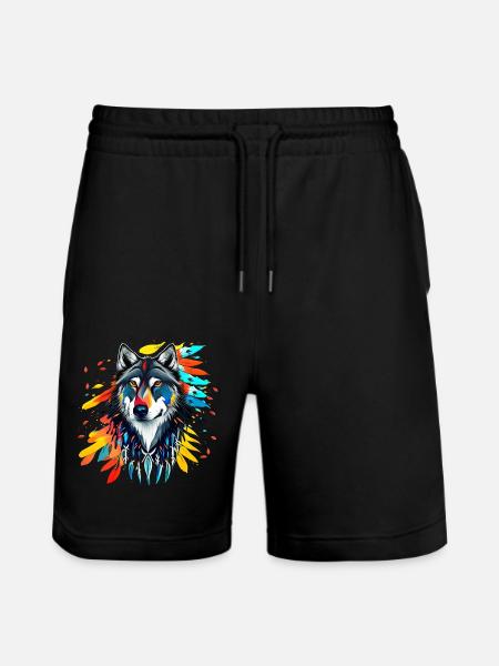 Loup - Illustration 1 - Short de jogging bio TRAINER Stanley/Stella unisexe - noir