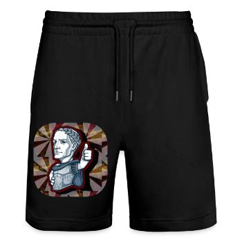 Romans/Rome/Italy - Stanley/Stella Trainer Unisex Organic Jogging Shorts - black - Front - Nik (191cm) & Marisol (170cm)