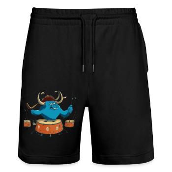 Büffel auf Trommeln - Stanley/Stella Unisex Bio Joggingshorts Trainer  - Schwarz - Vorne - Nik (191cm) & Marisol (170cm)