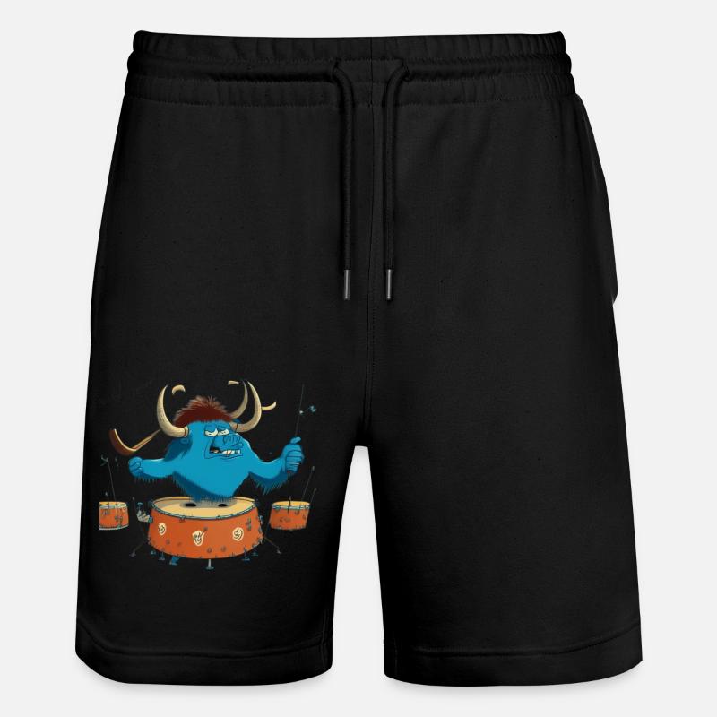 Buffalo on drums - Stanley/Stella Trainer Unisex Organic Jogging Shorts - black