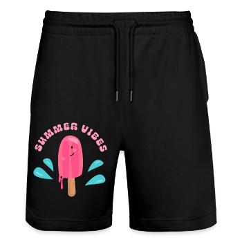 Sommer - Stanley/Stella Unisex Bio Joggingshorts Trainer  - Schwarz - Vorne - Nik (191cm) & Marisol (170cm)