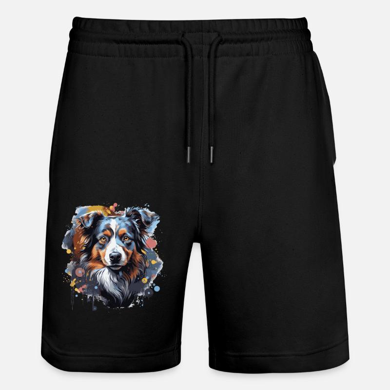 Australischer Schäferhund - Stanley/Stella Unisex Bio Joggingshorts Trainer  - Schwarz