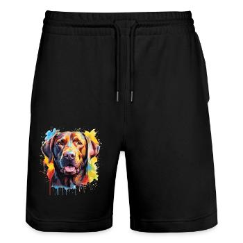 Labrador - Short de jogging bio TRAINER Stanley/Stella unisexe - noir - Devant - Nik (191cm) & Marisol (170cm)
