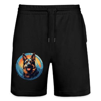 German Shepherd - Stanley/Stella Trainer Unisex Organic Jogging Shorts - black - Front - Nik (191cm) & Marisol (170cm)