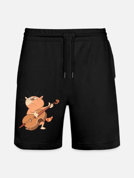 Katze spielt Musik - Stanley/Stella Unisex Bio Joggingshorts Trainer - Schwarz