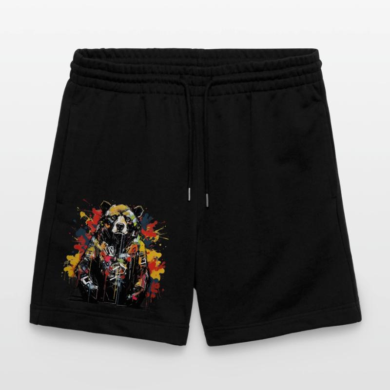 Roaring Bear. Graffiti-style strength. Stanley/Stella Trainer Unisex Organic Jogging Shorts