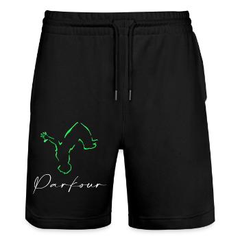 Parkour - Stanley/Stella Trainer Unisex Organic Jogging Shorts - black - Front - Nik (191cm) & Marisol (170cm)