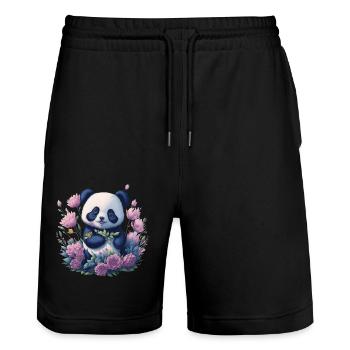 Panda - Short de jogging bio TRAINER Stanley/Stella unisexe - noir - Devant - Nik (191cm) & Marisol (170cm)