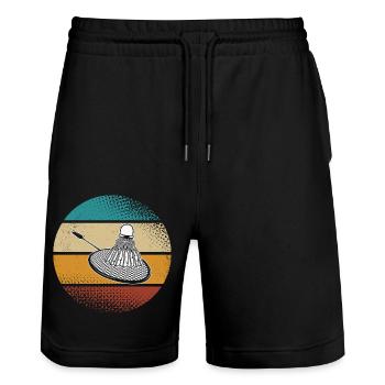 Badminton - Stanley/Stella Trainer Unisex Organic Jogging Shorts - black - Front - Nik (191cm) & Marisol (170cm)