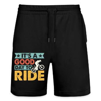 Fahrrad Radfahren Rennrad MTB Mountainbike - Stanley/Stella Unisex Bio Joggingshorts Trainer  - Schwarz - Vorne - Nik (191cm) & Marisol (170cm)