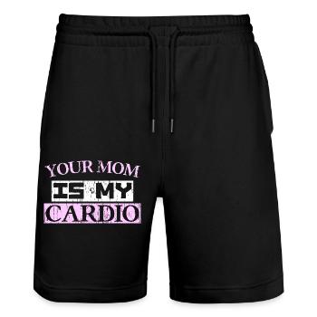 YOUR MOM IS MY CARDIO - Stanley/Stella Unisex Bio Joggingshorts Trainer  - Schwarz - Vorne - Nik (191cm) & Marisol (170cm)