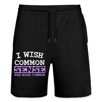 I WISH COMMON SENSE WAS MORE COMMON - Stanley/Stella Trainer Unisex Organic Jogging Shorts - black - Front - Nik (191cm) & Marisol (170cm)
