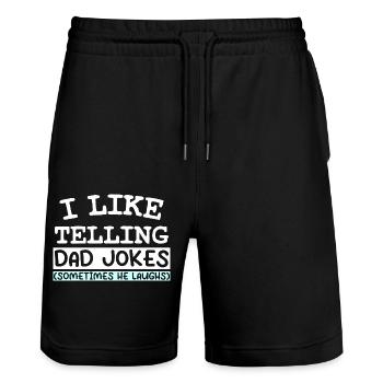 I LIKE TELLING DAD JOKES (SOMETIMES HE LAUGHS) - Stanley/Stella Unisex Bio Joggingshorts Trainer  - Schwarz - Vorne - Nik (191cm) & Marisol (170cm)