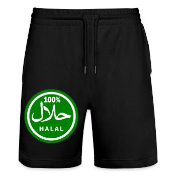 Halal حلال - Stanley/Stella Unisex Bio Joggingshorts Trainer  - Schwarz - Vorne - Nik (191cm) & Marisol (170cm)