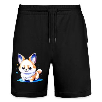 Corgi collection Kawaii - Short de jogging bio TRAINER Stanley/Stella unisexe - noir - Devant - Nik (191cm) & Marisol (170cm)