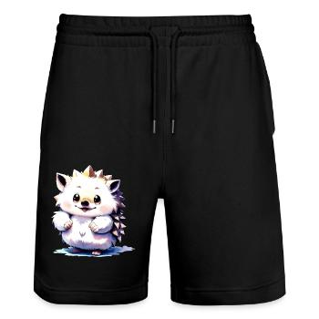 Hérisson collection Kawaii - Short de jogging bio TRAINER Stanley/Stella unisexe - noir - Devant - Nik (191cm) & Marisol (170cm)
