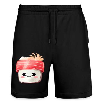 Sushi - Short de jogging bio TRAINER Stanley/Stella unisexe - noir - Devant - Nik (191cm) & Marisol (170cm)