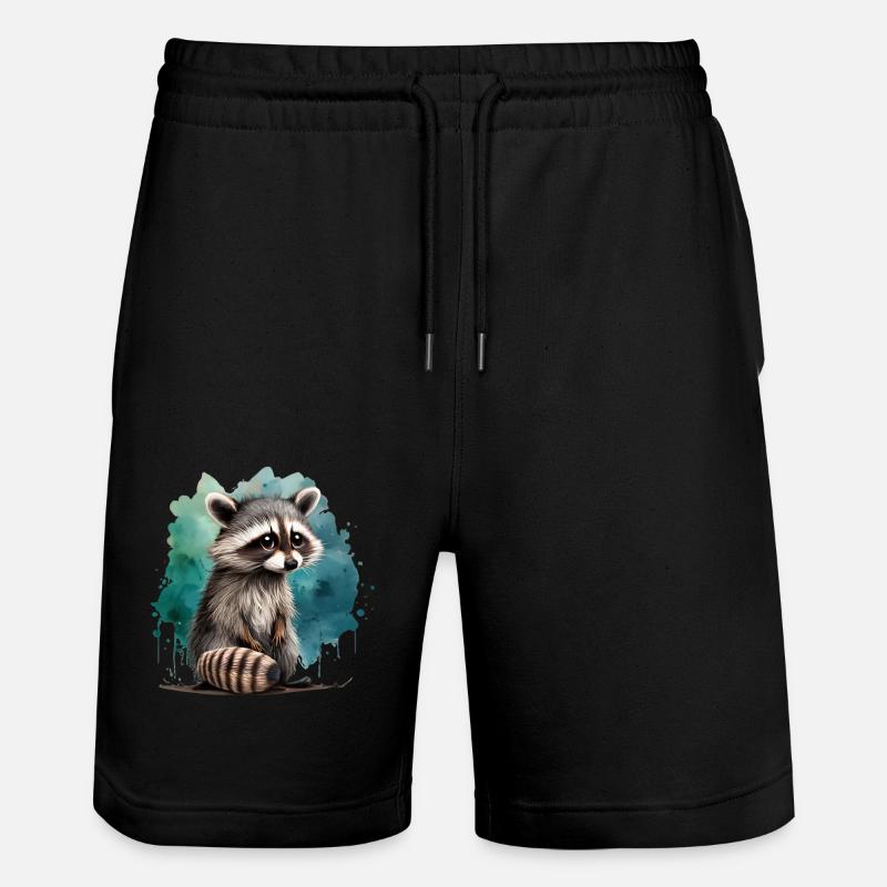 Süßer Waschbär - Stanley/Stella Unisex Bio Joggingshorts Trainer  - Schwarz